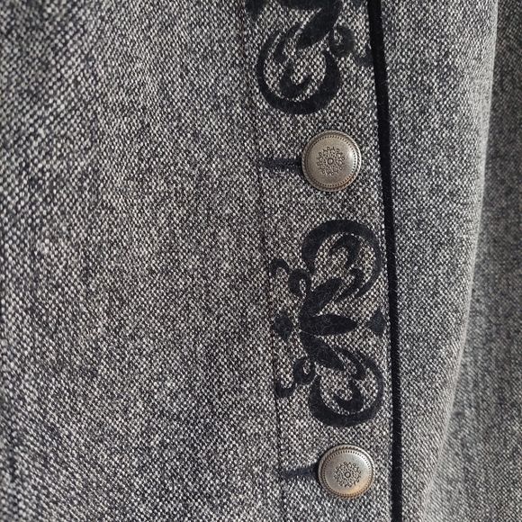 Tan Jay  Gray Tweed Jacket Women’s 18  Blazer with Black Velvet Trim - Picture 6 of 11